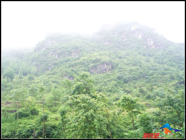 在山区雨中拍摄